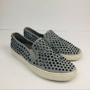 MICHAEL Michael Kors Keaton‎  Slip HEATHERED SCUBA SIZE 6.5 M -36.5 PGRY/SILVER
